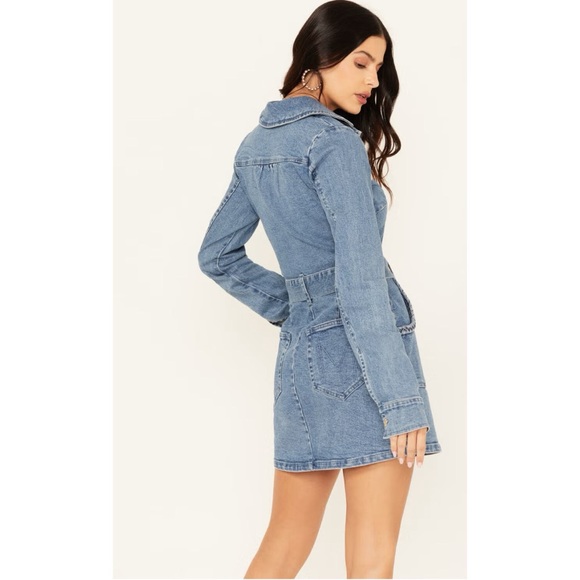 SHOW ME YOUR MUMU WOMEN'S OUTLAW MEDIUM WASH DENIM MINI DRESS Size XL - Picture 3 of 8